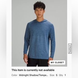 Lululemon metal vent hoodie midnight shadow/tempest blue size small